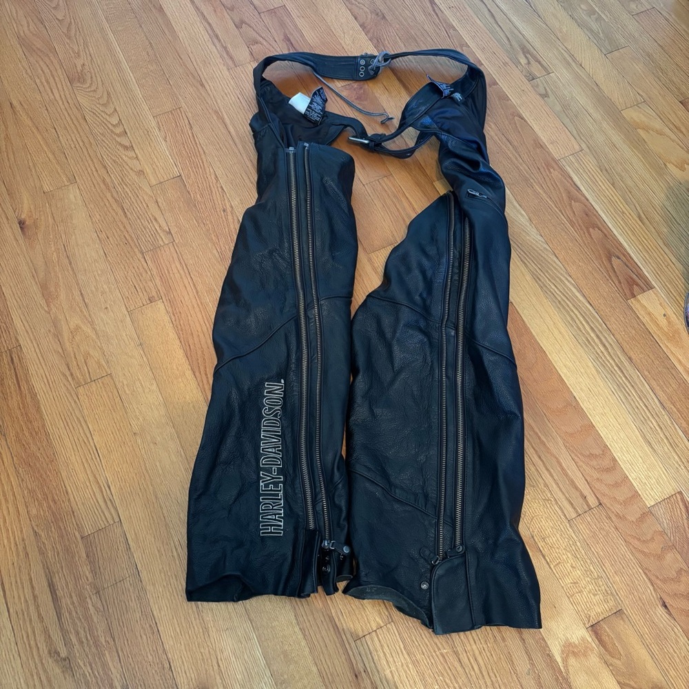 Harley-Davidson Black Leather Motorcycle Chaps 2W